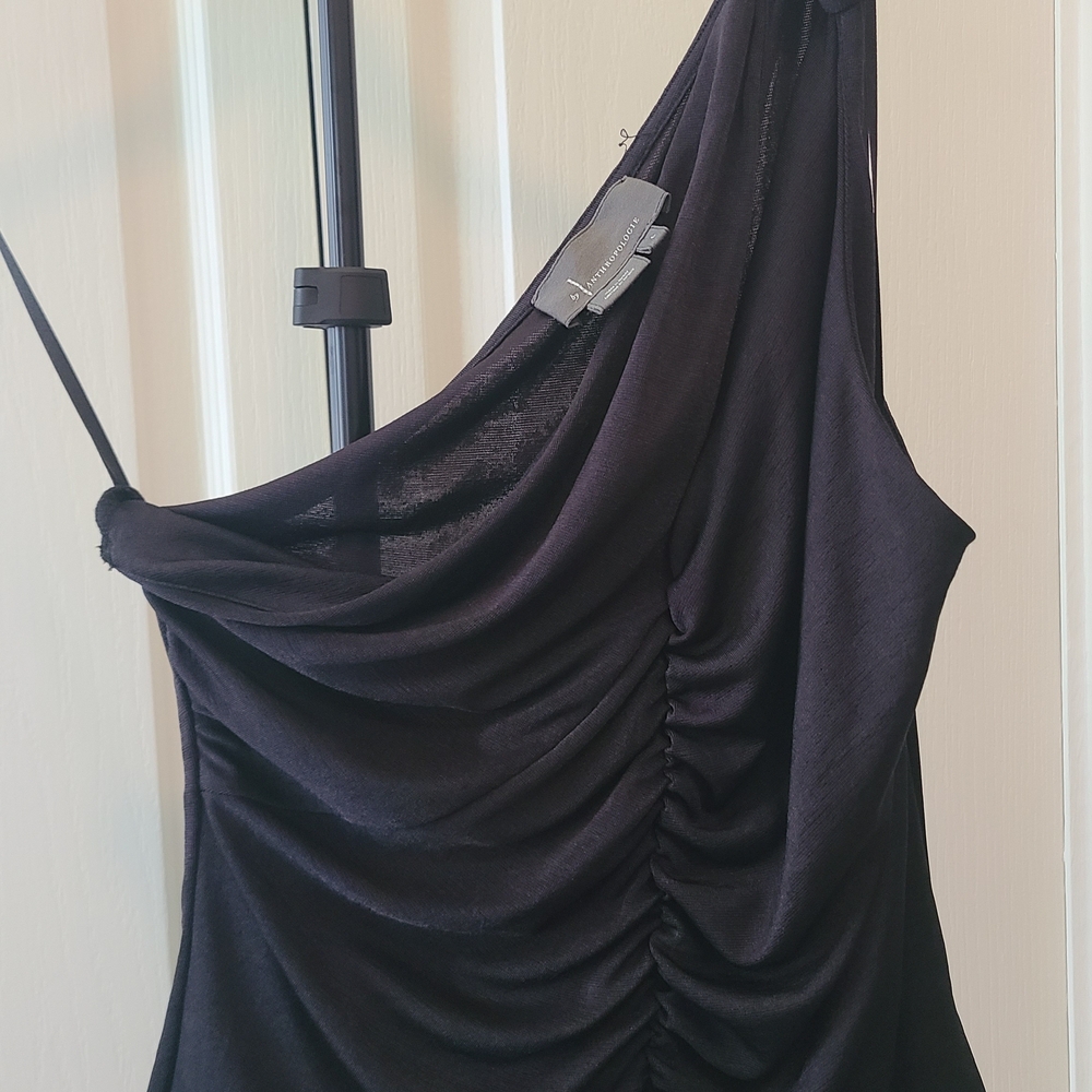 Anthropologie One-Shoulder Black Top